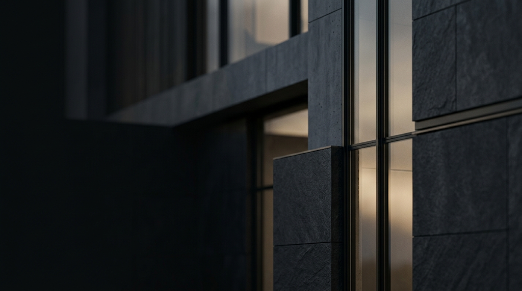 Luxury architectural facade at twilight